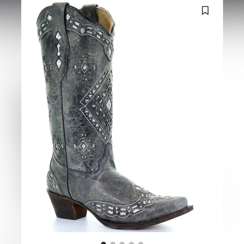 CORRAL WOMENS GLITTER INLAY WESTERN COWBOY BOOTS